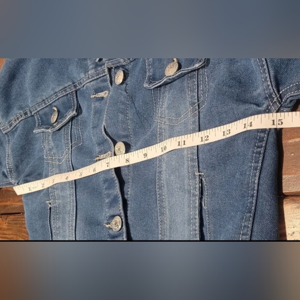 Nwot bebe Cropped Denim Jacket Girls Sz M 10/12 Read Post Measurements - Picture 7 of 14
